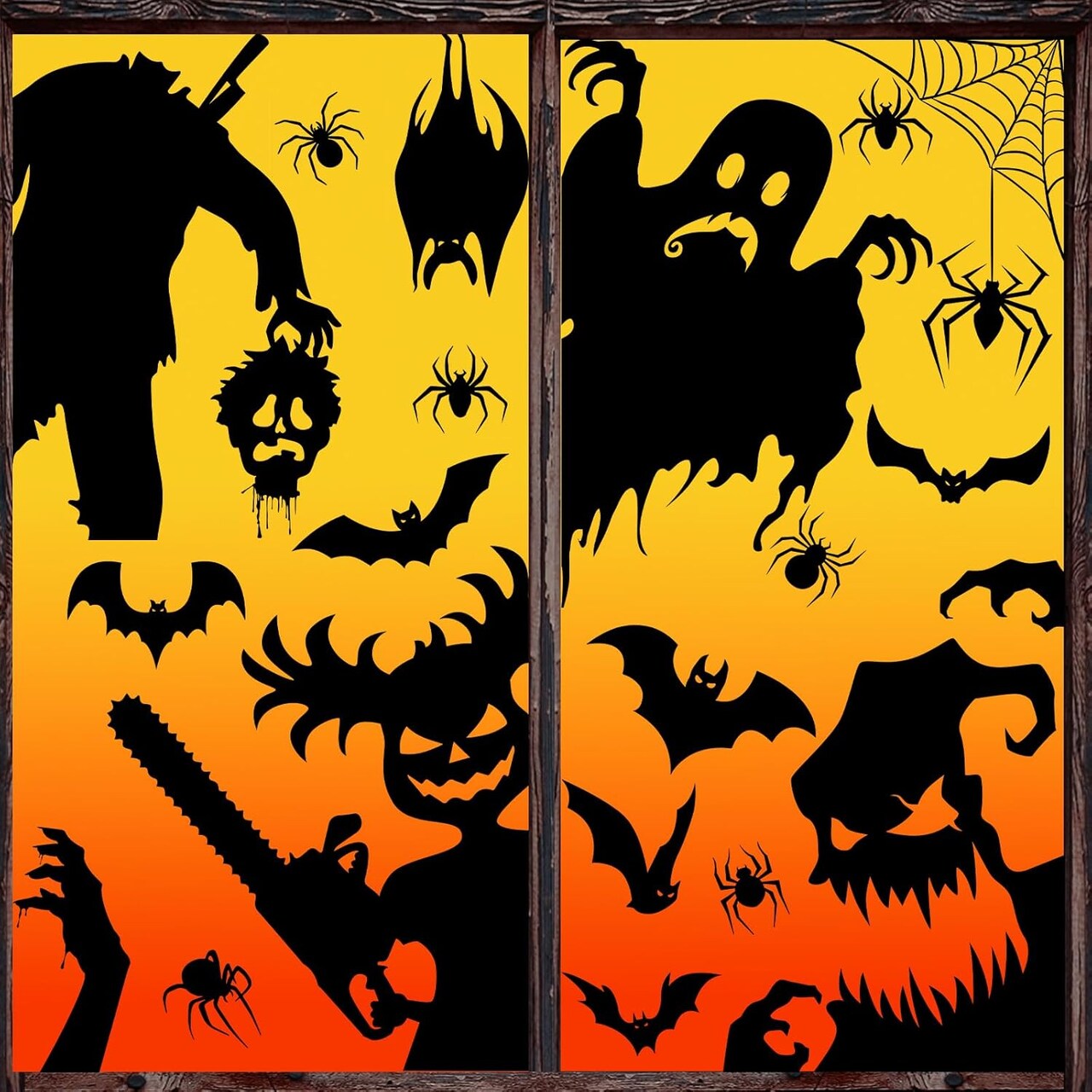 Large Halloween Window Clings Stickers, 4 Sheet Giant Spooky Halloween Decorations